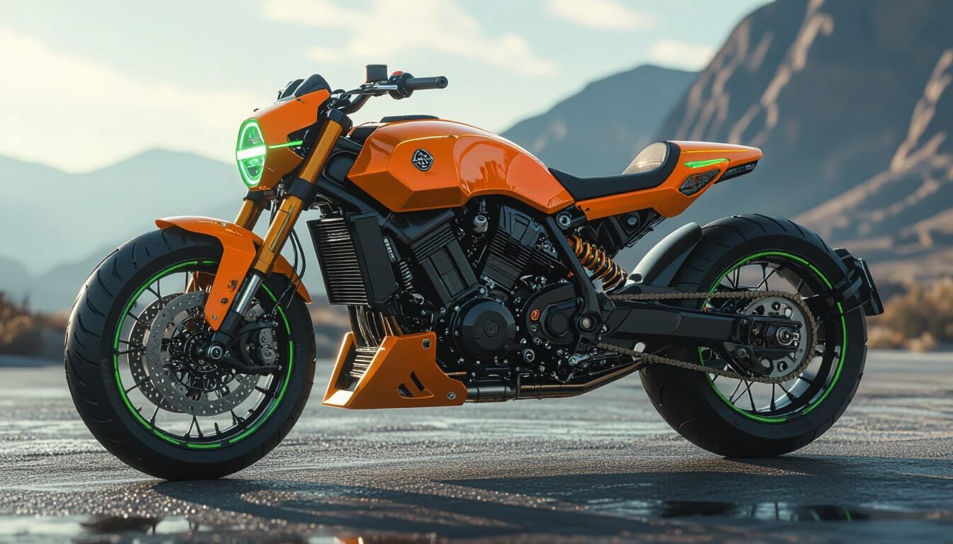 Futuristic Off-Road Motorbike in Hyperrealistic Style