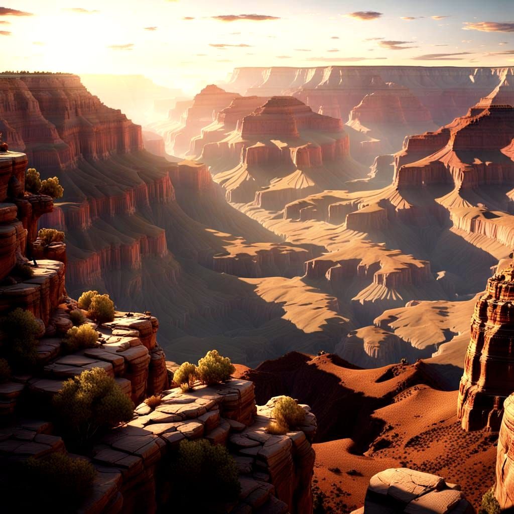 Hyperrealistic Grand Canyon at Daybreak: Detailed Matte Pain...