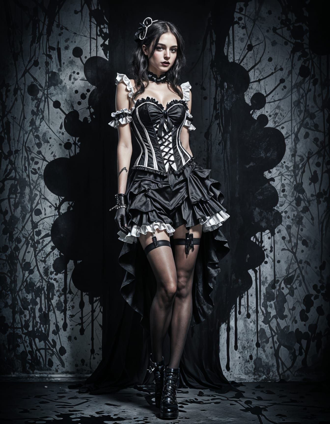 Theatrical Gothic Fantasy Figure in White Outfit