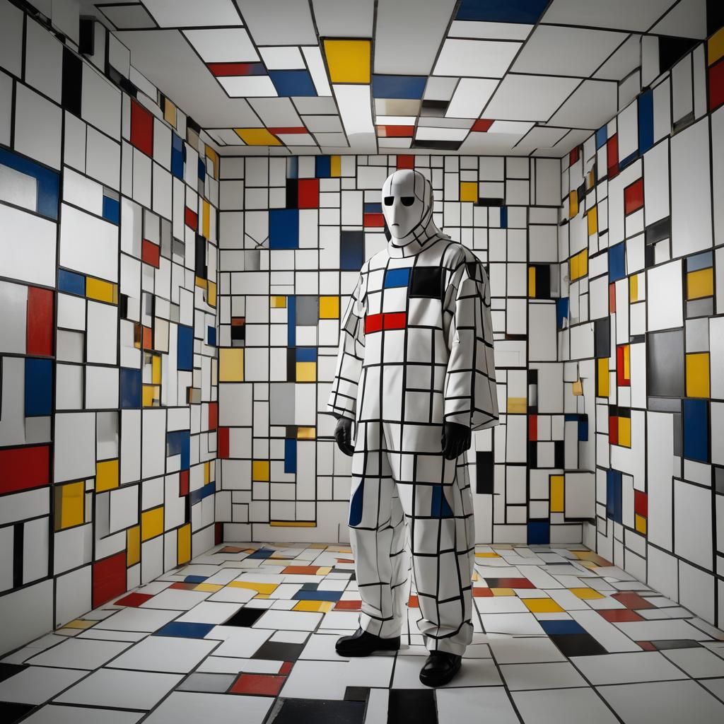 Ghost in Fragmented Room, Piet Mondrian Aesthetic