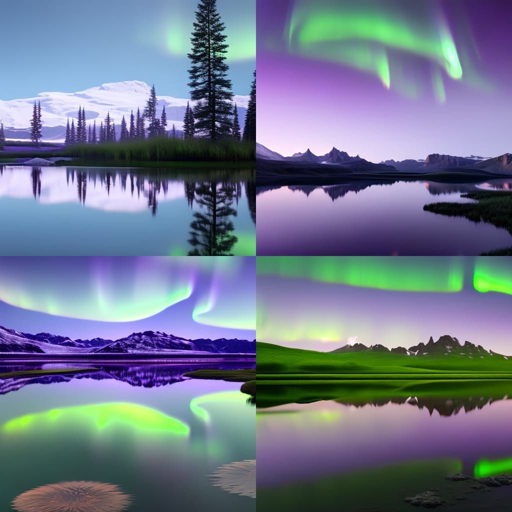 Green and Purple Aurora Borealis Reflection