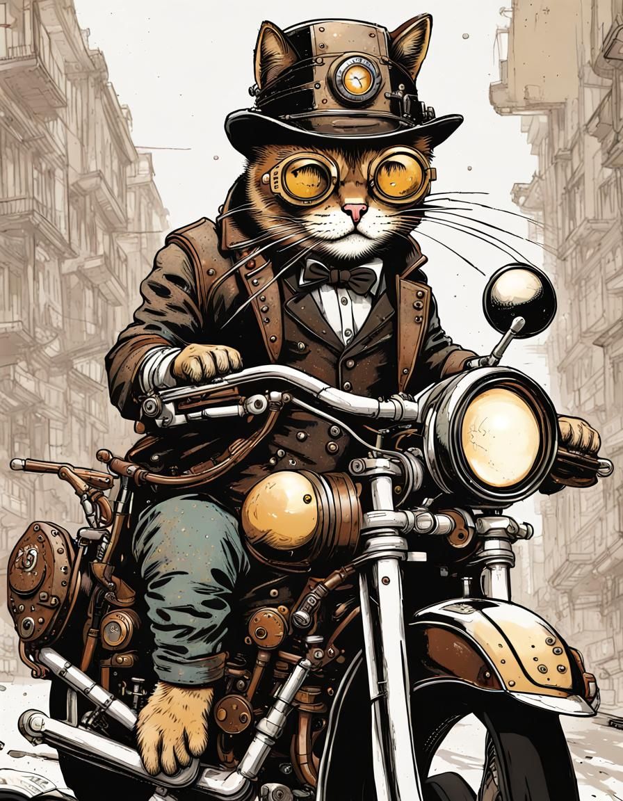 Steampunk Cat Driver