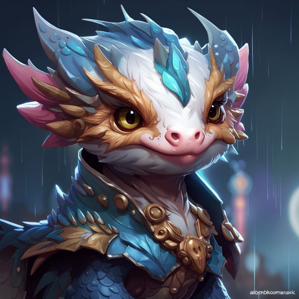 Detailed Chibi Rain Wyvern Portrait
