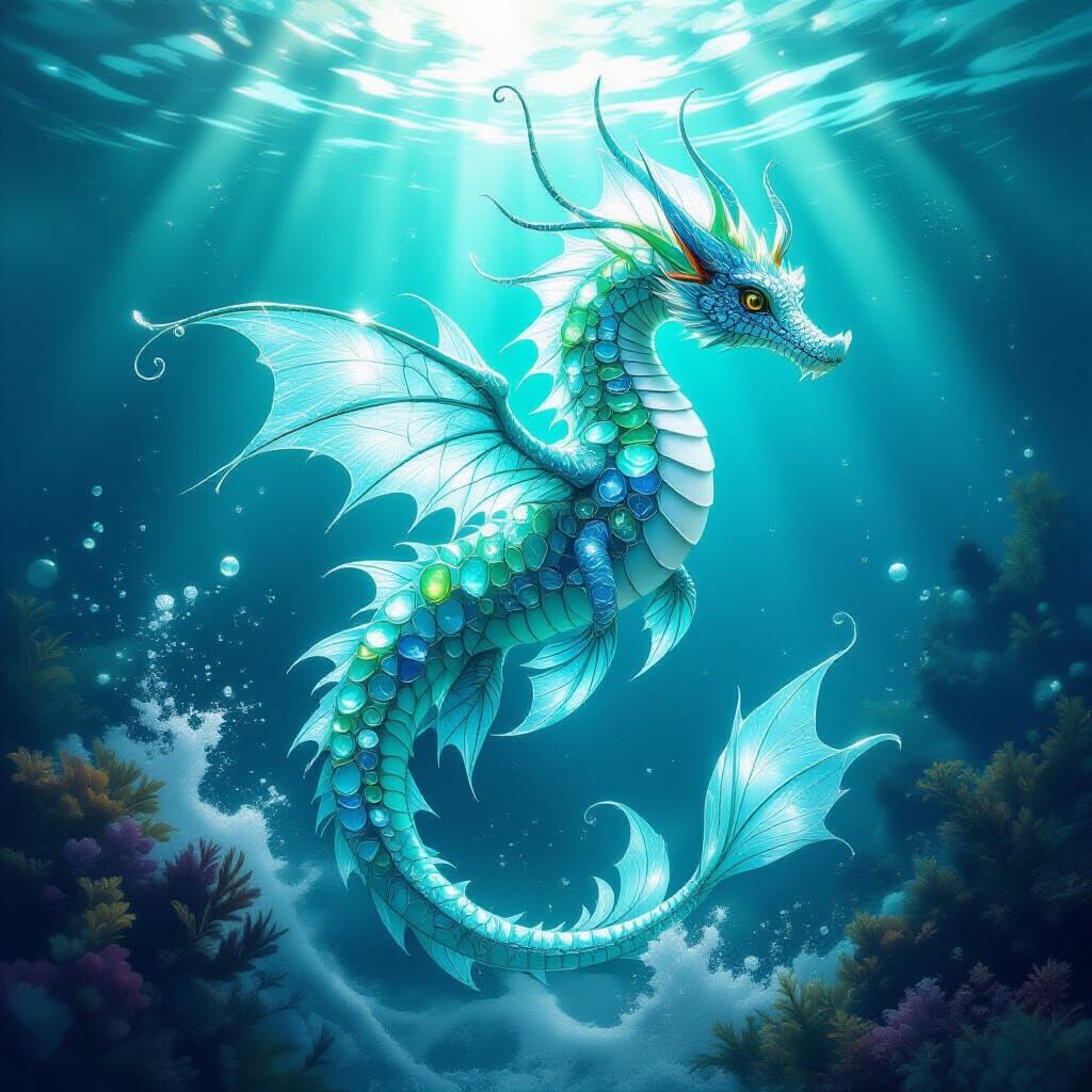 Majestic Sea Dragon of Shimmering Sea Glass