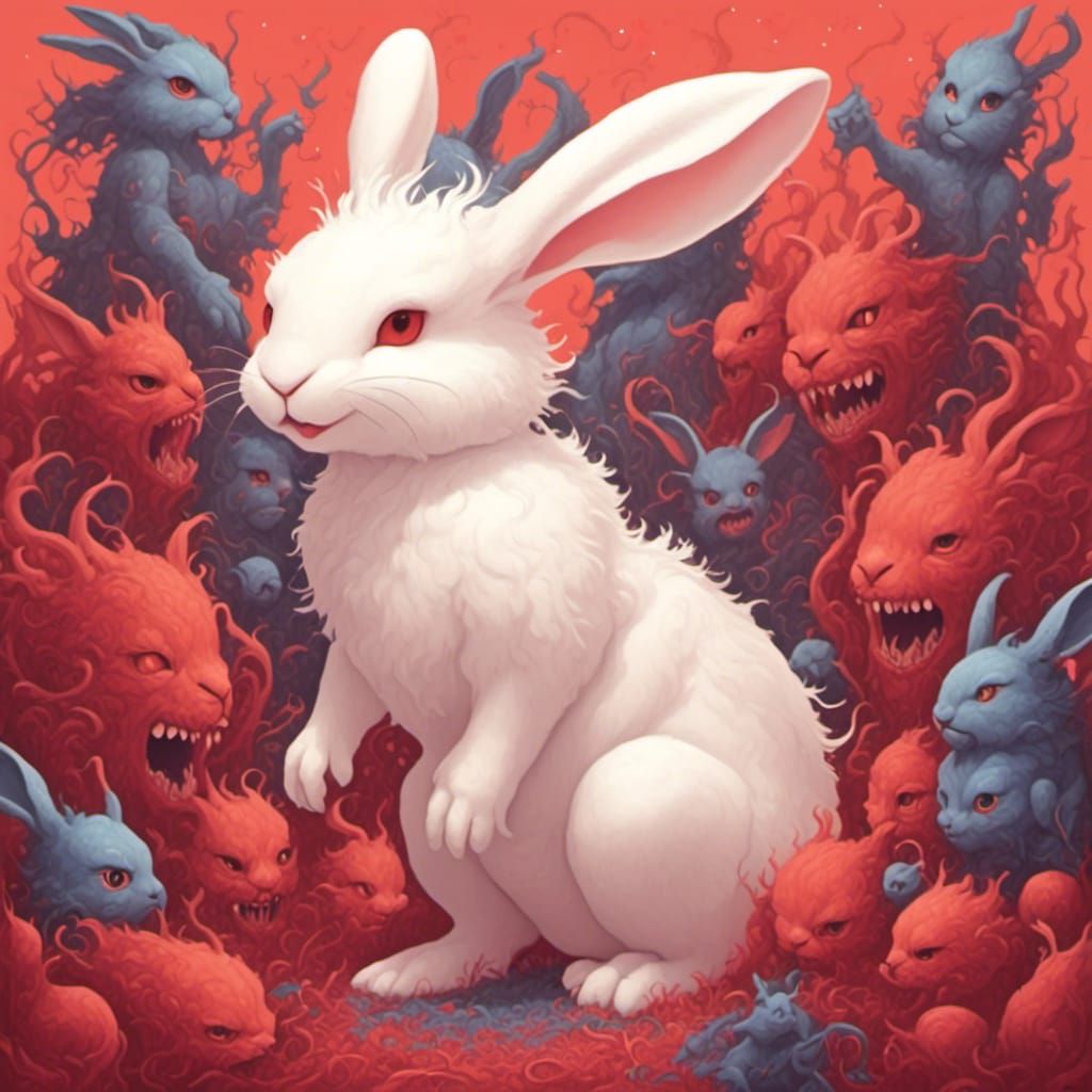 Albino Bunny with Demons