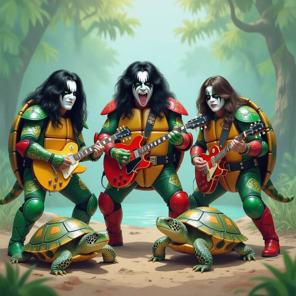 KISS as Turtles: A Digital Art Fantasy