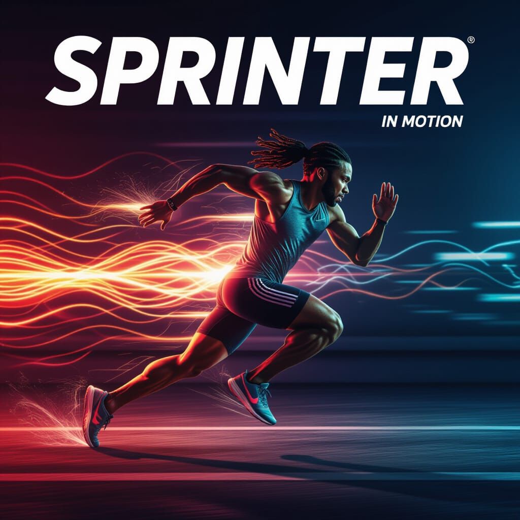 Dynamic Sprinter in Motion: Cinematic Sports Poster