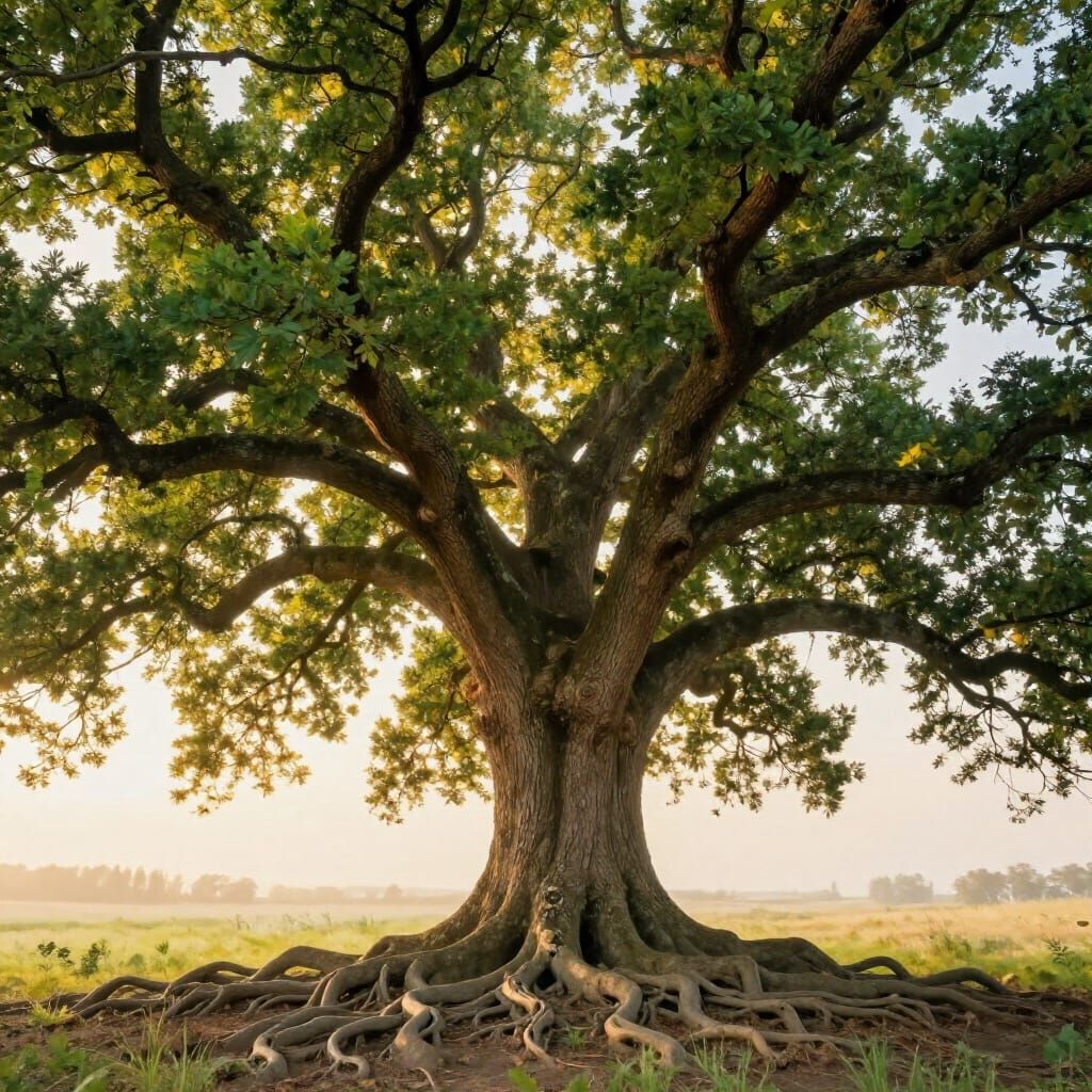Majestic Ancient Oak Tree Radiating Love and Peace