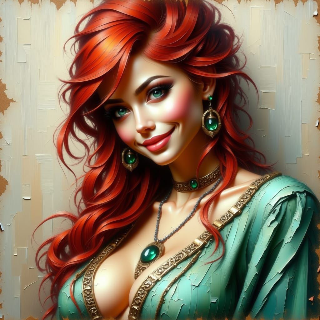 Norse Goddess in Expressive Impasto Oil Painting