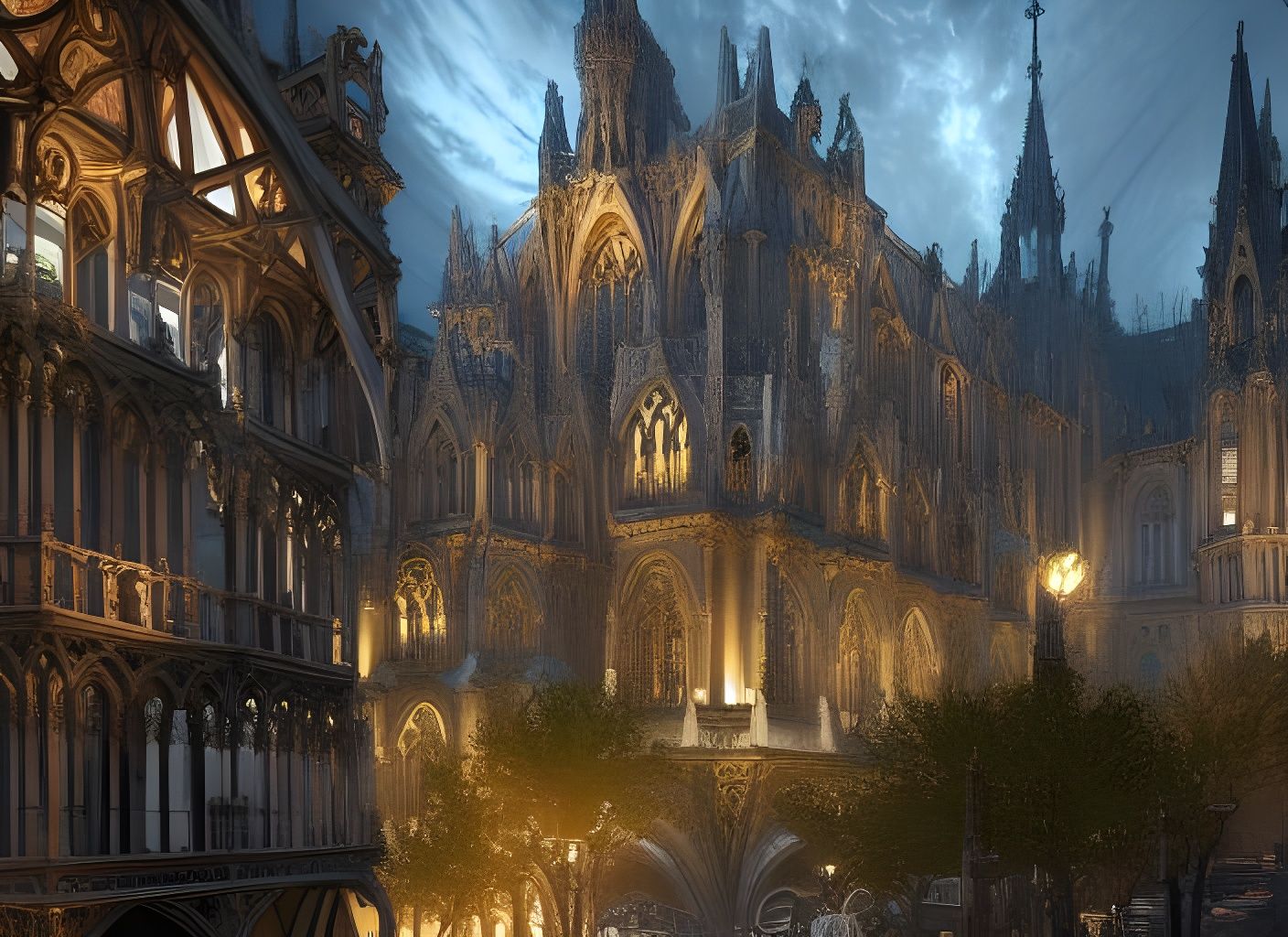 Art Nouveau Cathedral myriad chimeras, gargoyles Masterpiece by Kazumasa Uchio