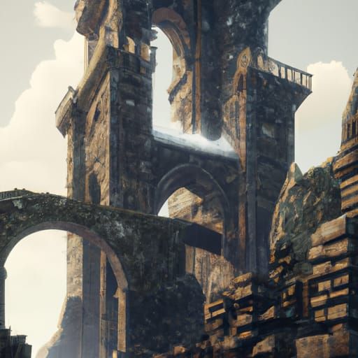 Detailed Matte Painting of Medieval Castle Ruins