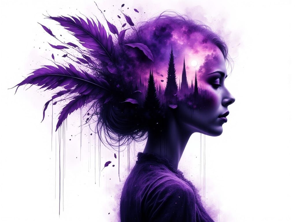 <lora:Abstract Reality:1.0> <lora:Ink Poet:1.0> Dark mysterious woman profile,