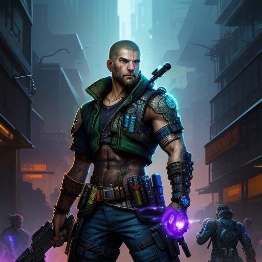 Detailed Shadowrun Character Concept Art