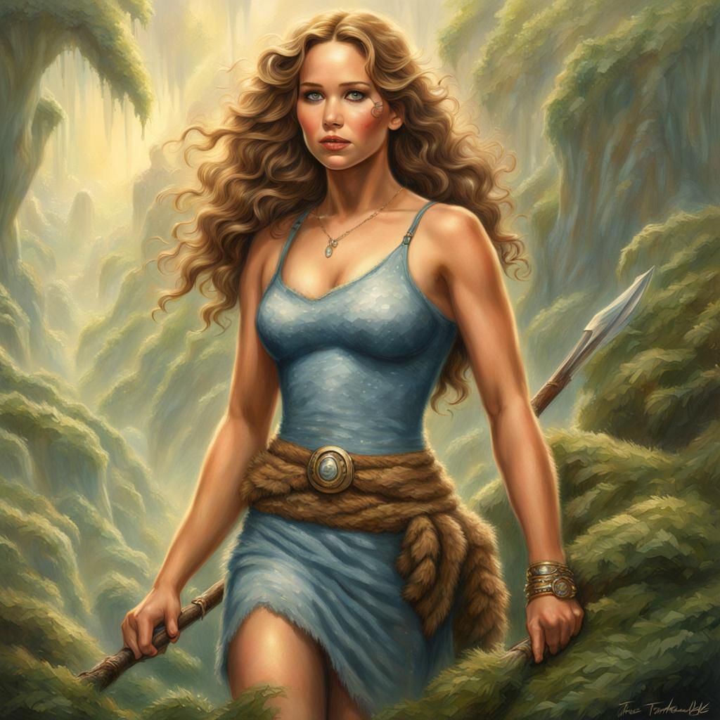 Jennifer Lawrence as Cavewoman in Pinup Portrait