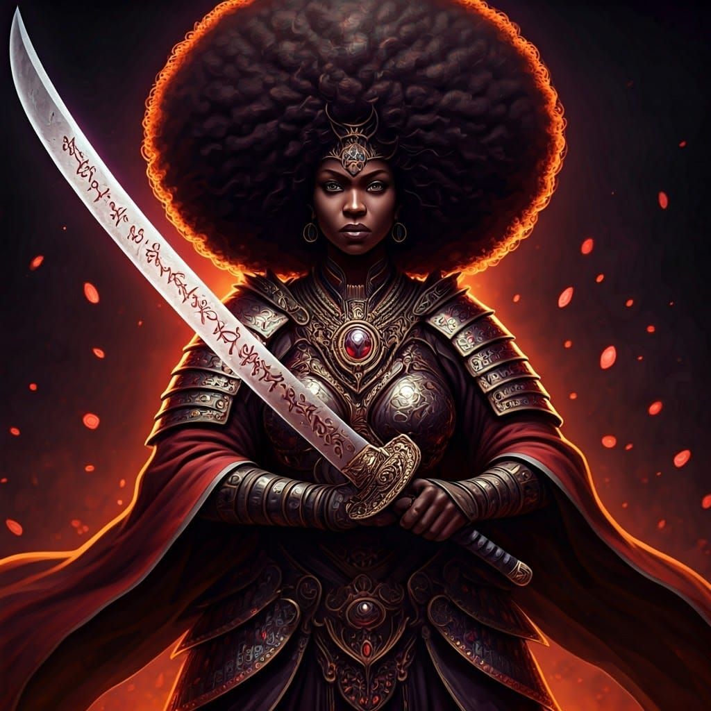 Afro Samurai Woman Ready for Battle