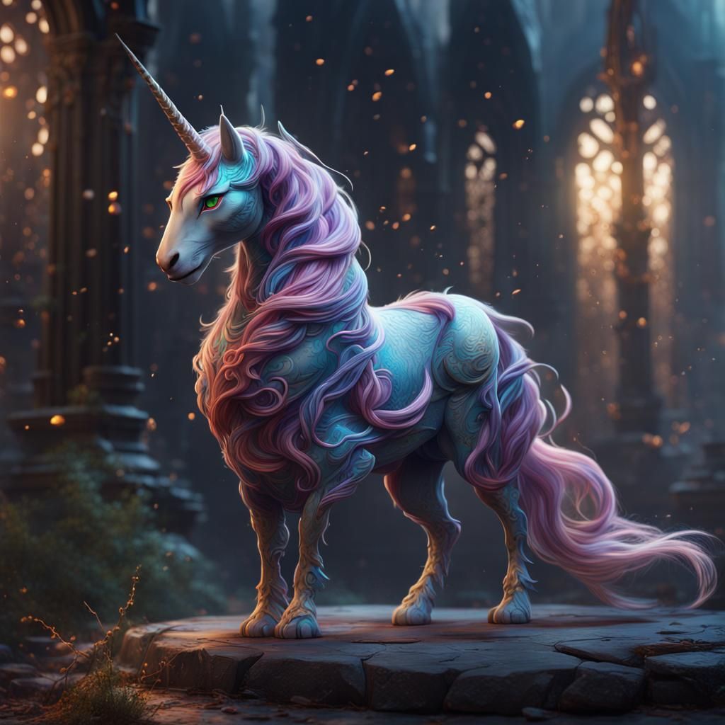 Fantastical Unicorn Cat Fusion in Detailed Digital Art