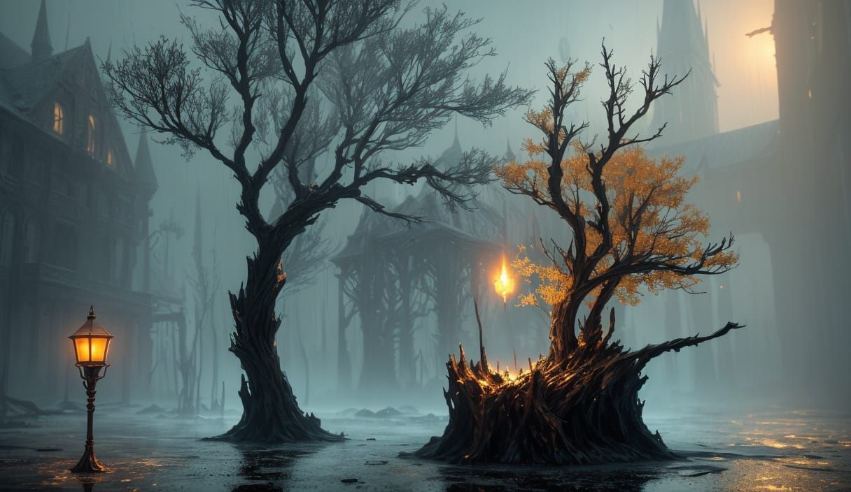 Melting Candle Wax City: Fantasy Concept Art