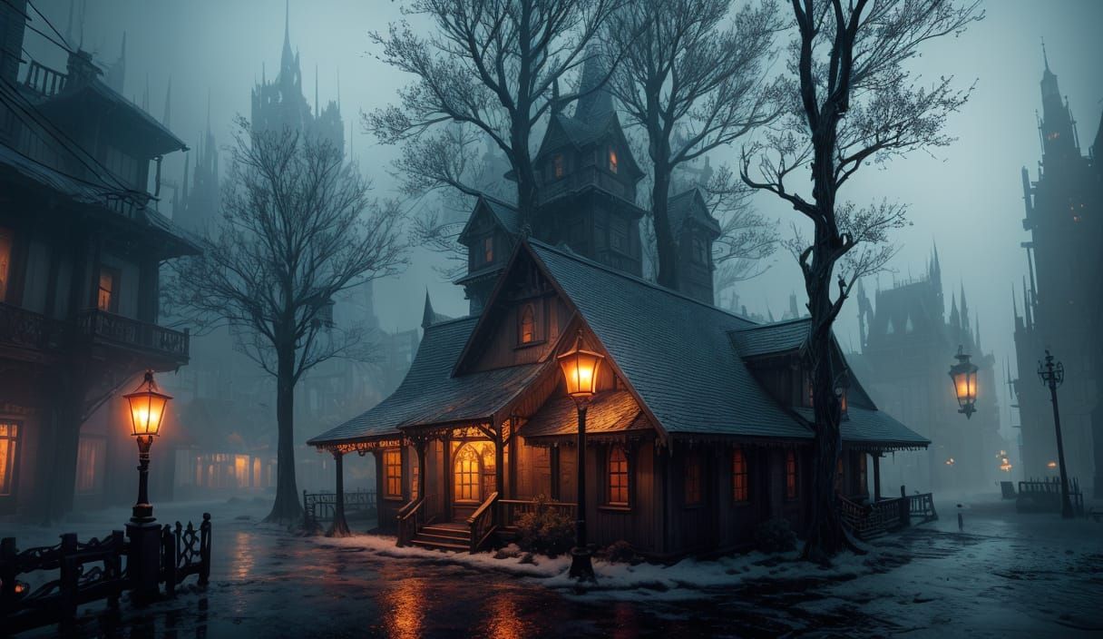 Melting Candle Wax City: Digital Matte Painting