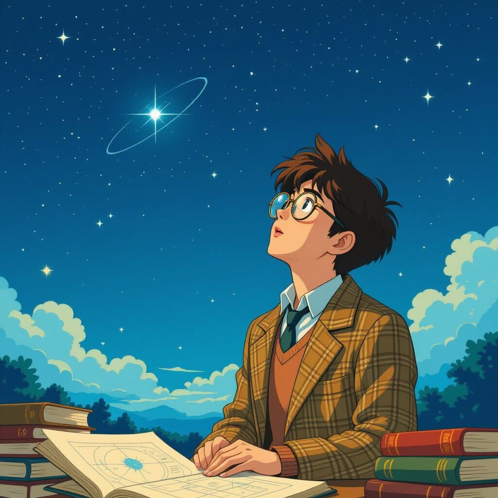 Astronomer Discovers Moon Missing, Whimsical Animated Style