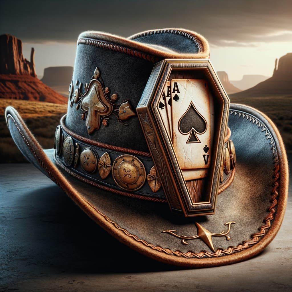 Dead Man's Hand Coffin Hat in the Wild West