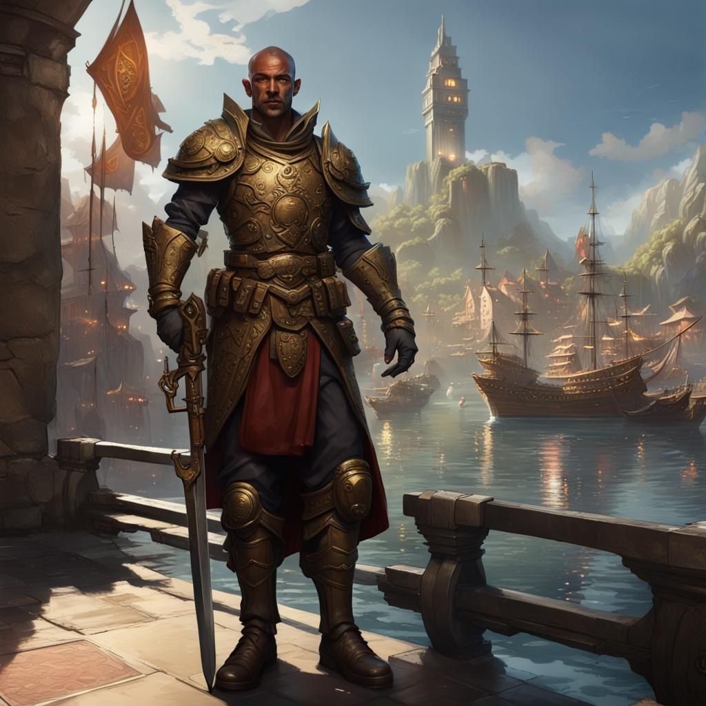 Earth Genasi Guardsman in Dark Fantasy Style