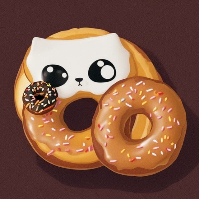 Cat Enjoys Donut Treat