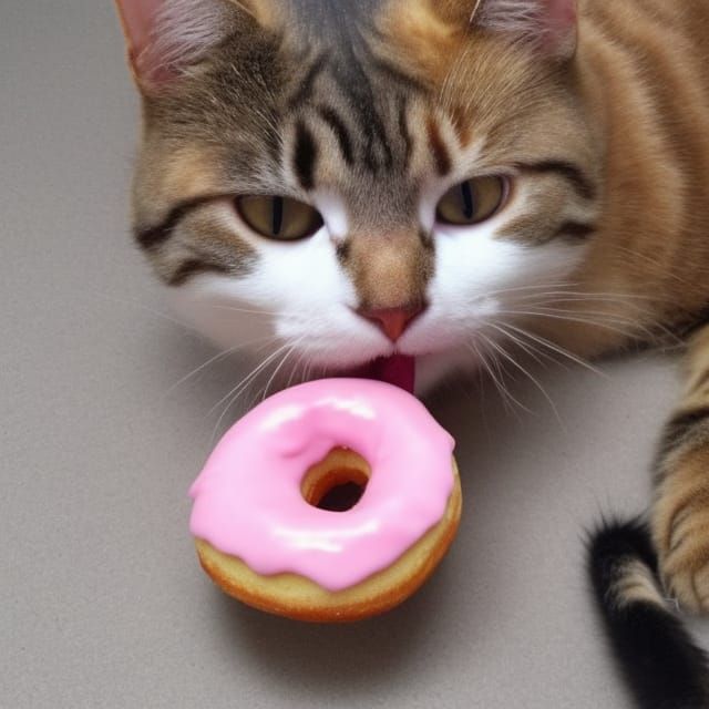 Cat Enjoys Donut Delight
