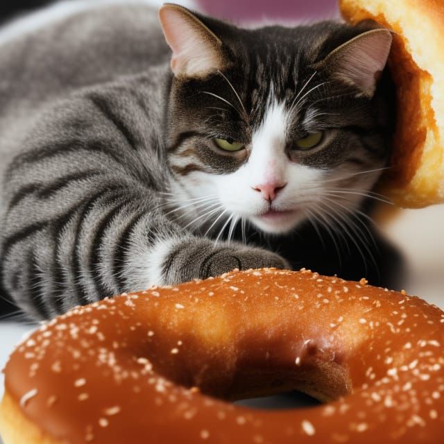 Cat Enjoys Donut Delight
