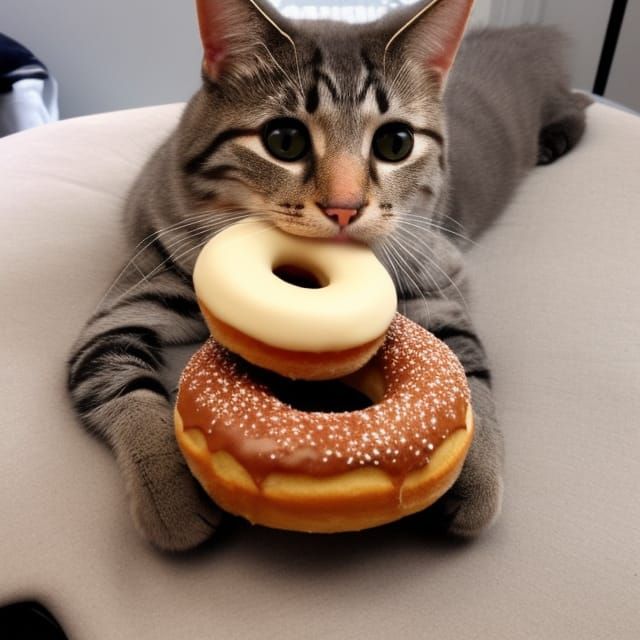 Cat Eating Donut Generated by AI