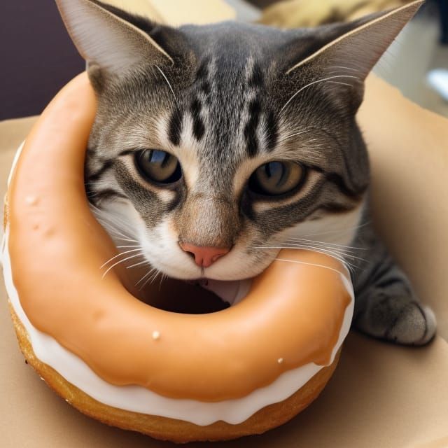 Cat's Delight: A Feline Feast on Donuts