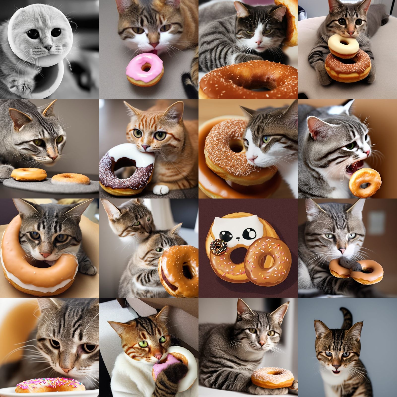 Cat Enjoys Donut: An AI-Generated Image