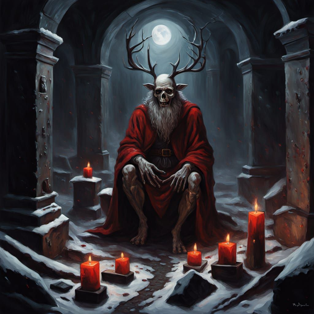 Eerie Crypt Christmas Scene by Greg Rutkowski