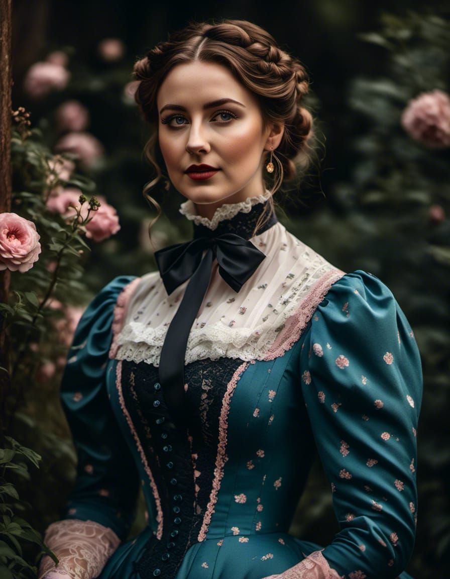 Elegant Victorian Woman with Facemask Portrait