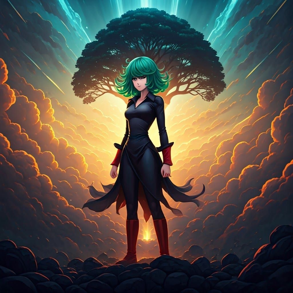 Tatsumaki in Dreamlike Environment as Matte Painting