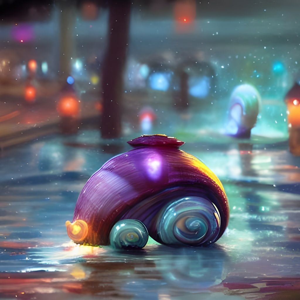 Luminescent Snail Glowing at Night