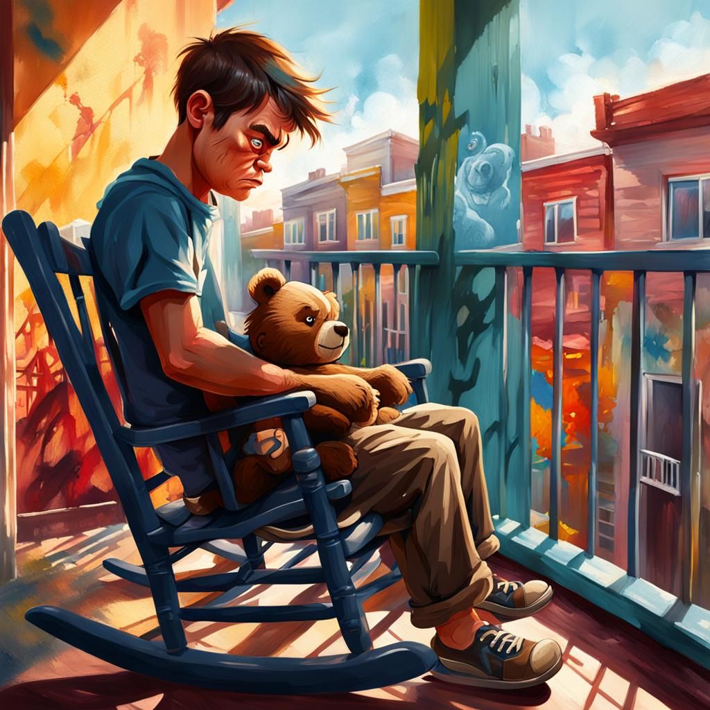 Grumpy Boy Portrait in Hyper-Realistic Graffiti Style