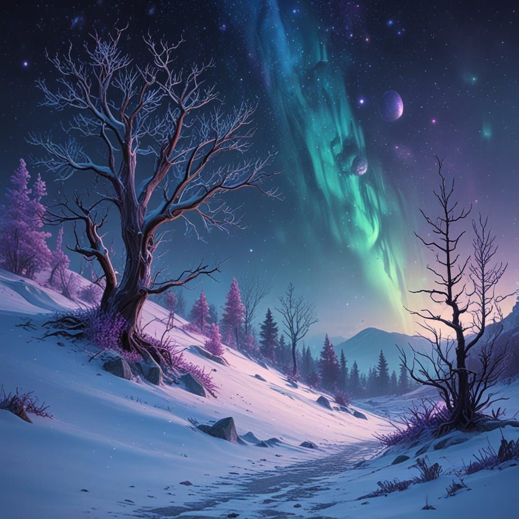 Ancient Winter Beacon Hill in Cosmic Splendor