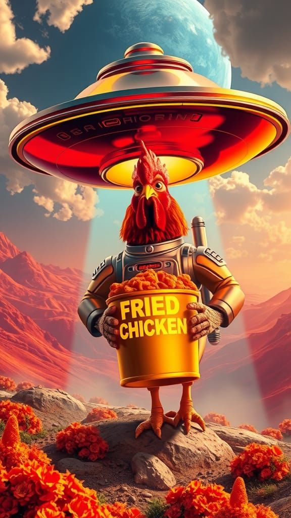 Fried Chicken Spaceship Lands on Alien World