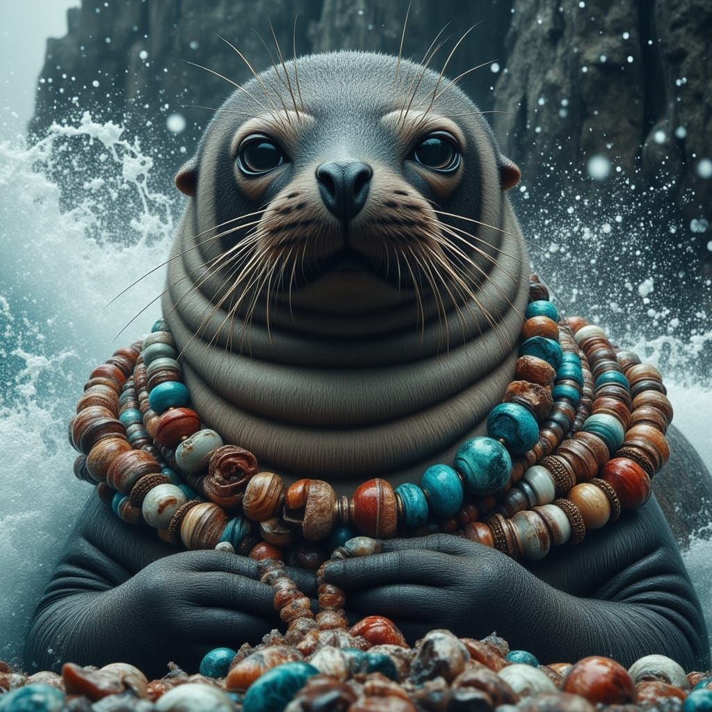Sea Lion Crafts Totem Necklaces on Ocean Cliffs