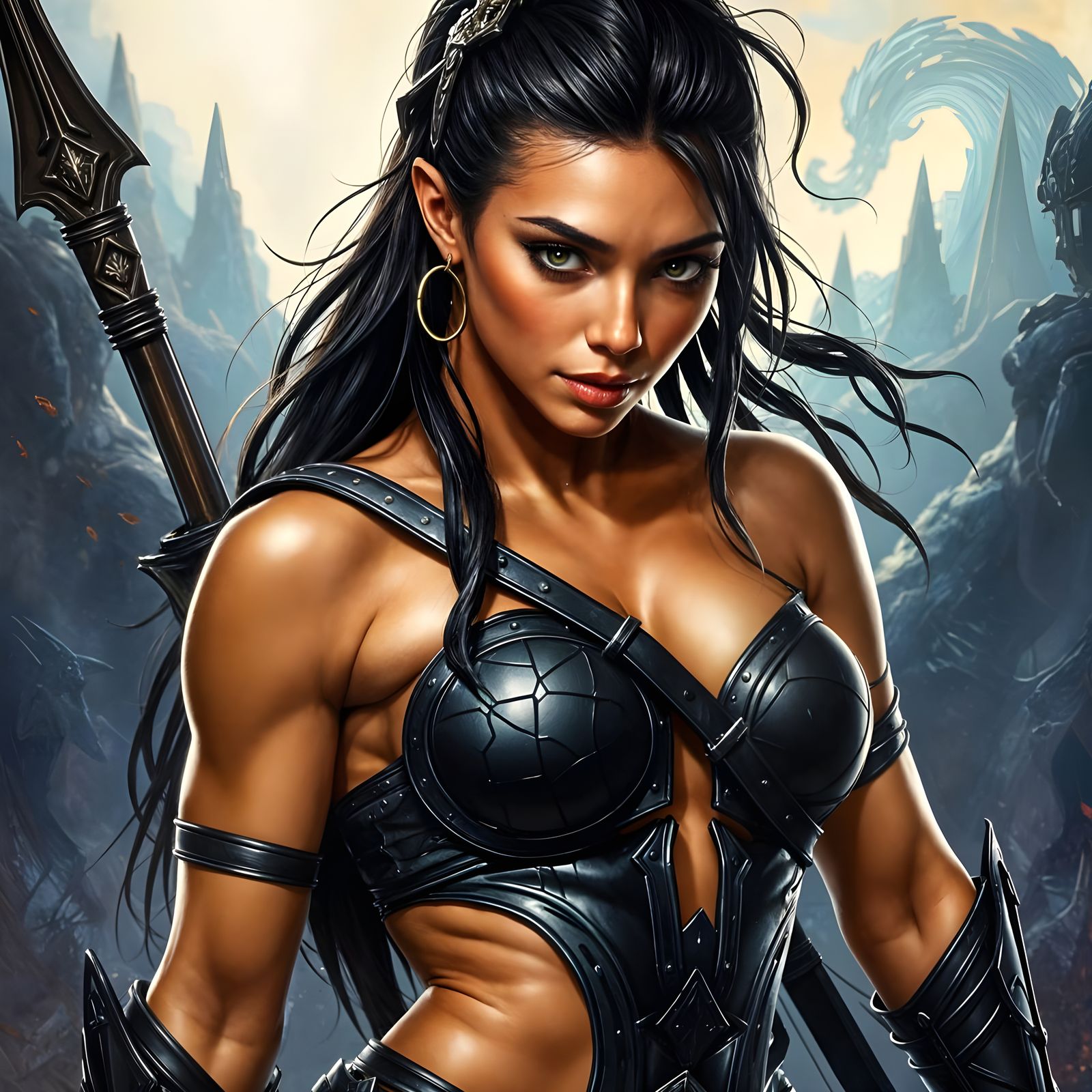 Epic Fantasy Warrior Queen in Hyperrealistic Armor