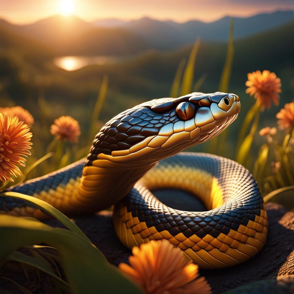 Macro View of a Snake Tongue at Golden Hour