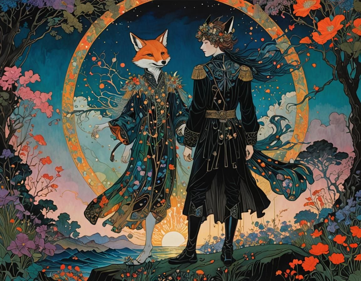 Psychedelic Fairy Fox in Jungle Dreamscape