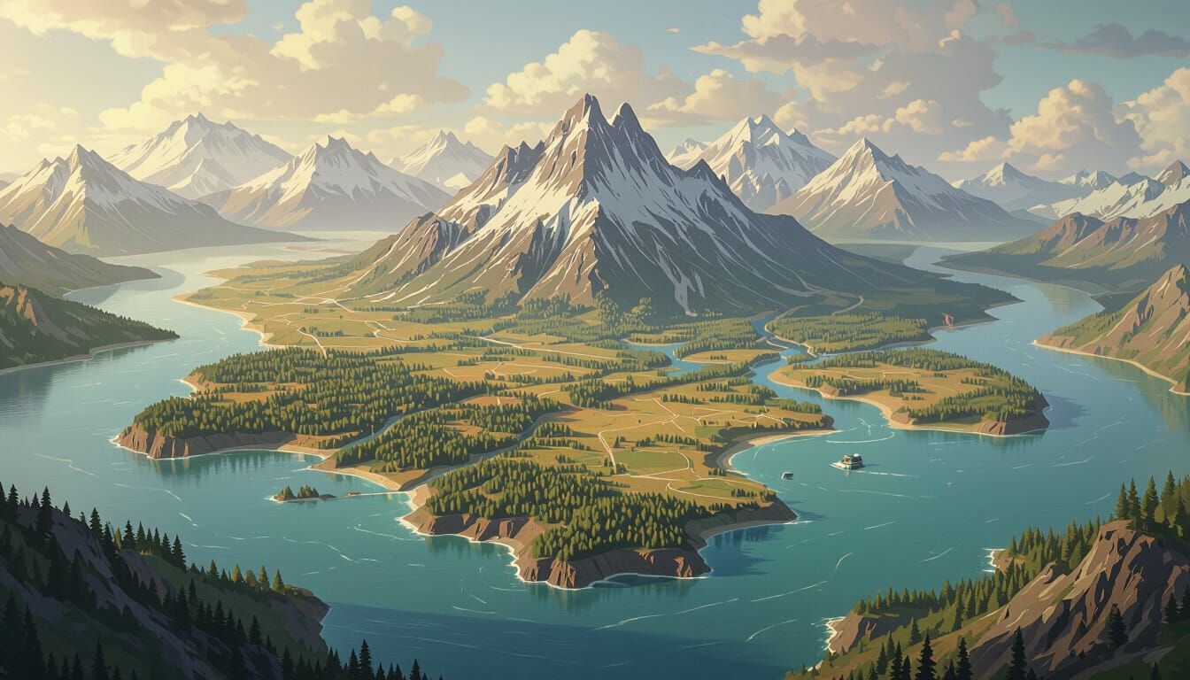 Fantasy Map of a Diverse Continent