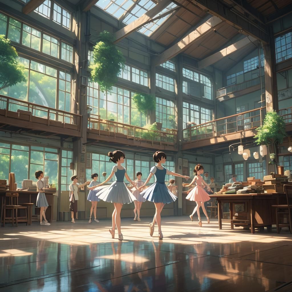Ballet Scene in Studio Ghibli Anime Style