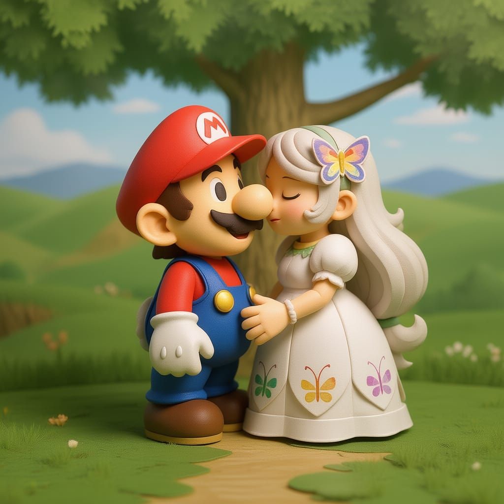 Papercraft Lady Timpani Kisses Paper Mario Storybook Art