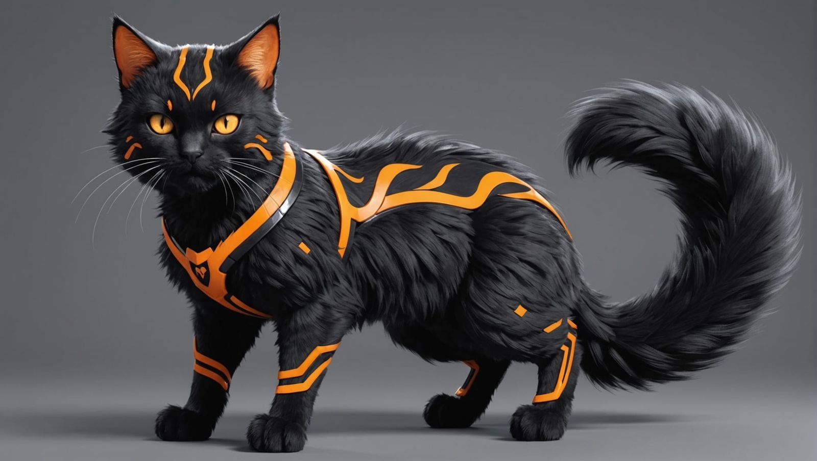 Joyful Muscled Cat-Humanoid in 3D Anime Style