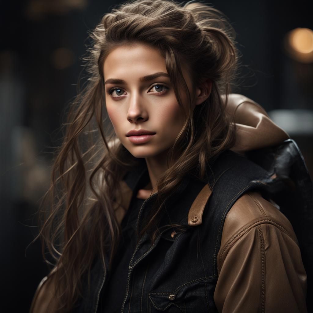 Young Woman with Hazel Eyes and Ponytail
