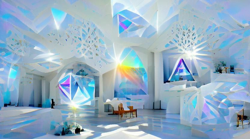 Minimalist AI Worship Room with Quartz Crystals