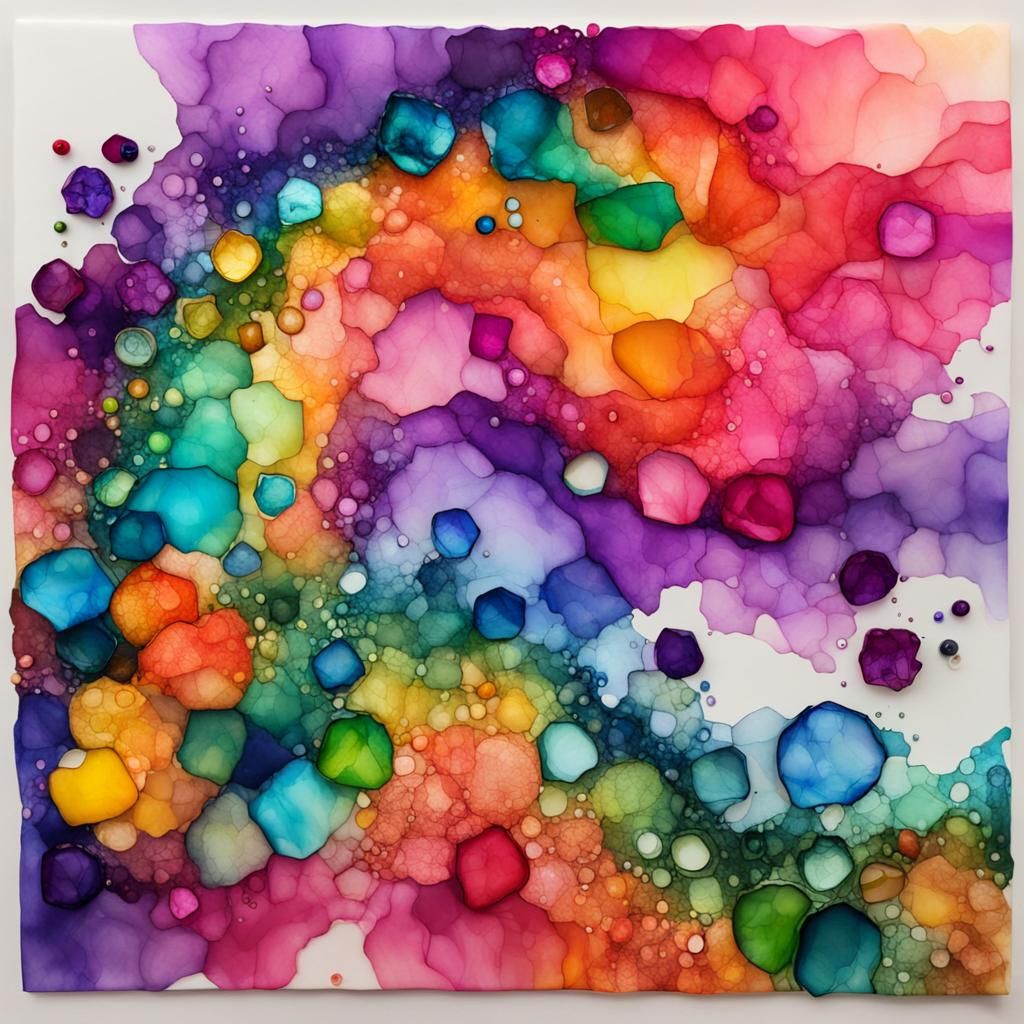 Vibrant Rainbow Alcohol Ink Art