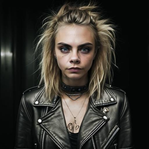 Punk Model Portrait with Piercings and Tattoos